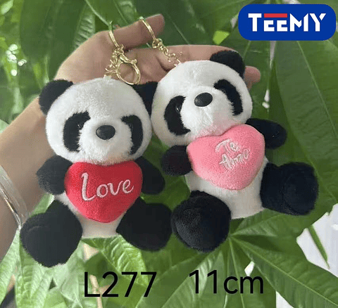 LLAVERO PELUCHE PANDA DIA DEL AMOR 11 CM PAQUETE 12 PIEZAS (L277)