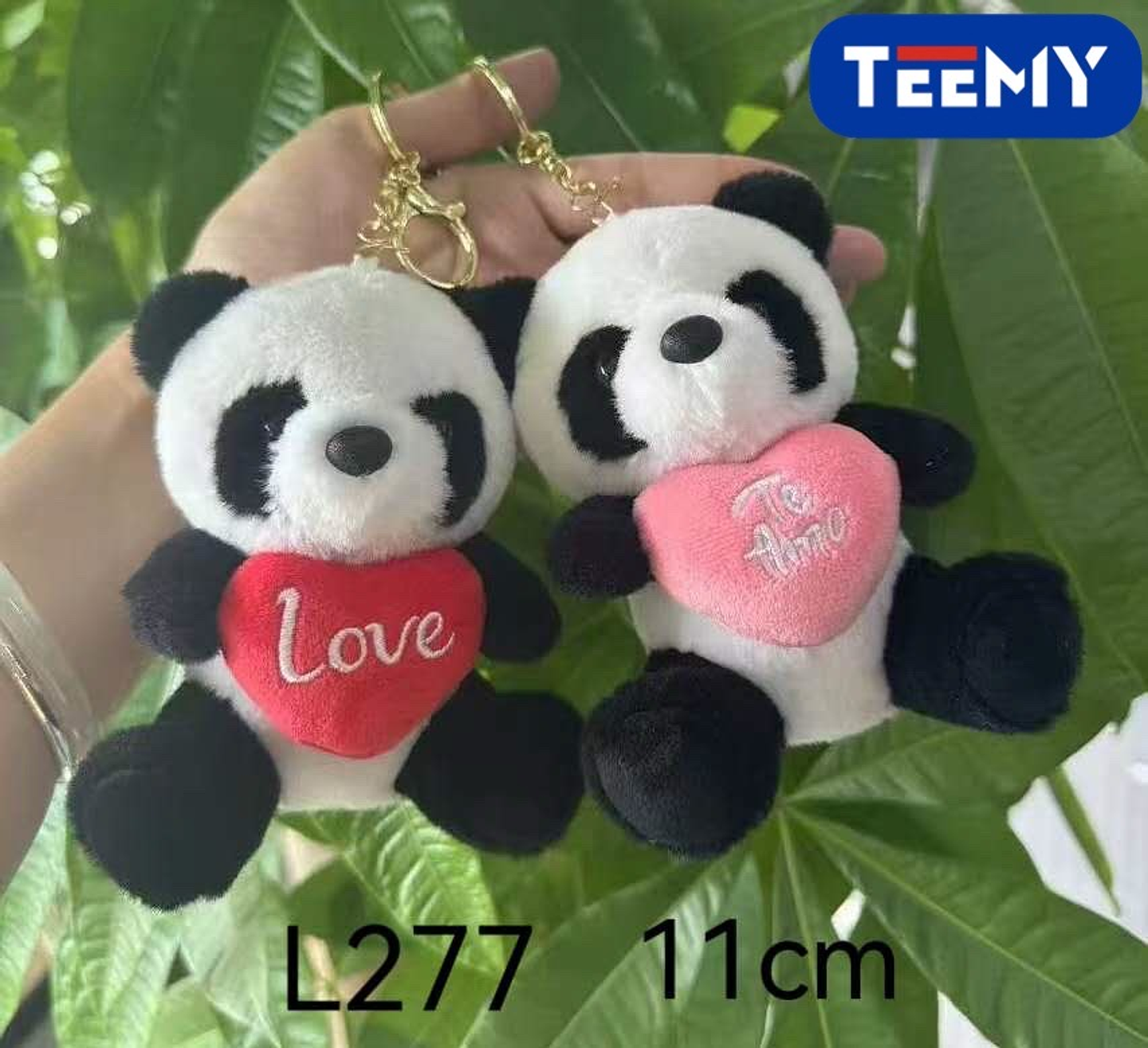 LLAVERO PELUCHE PANDA DIA DEL AMOR 11 CM PAQUETE 12 PIEZAS (L277) 1