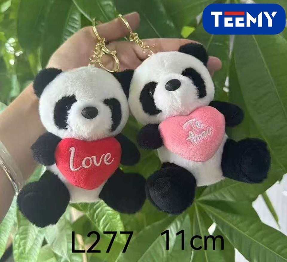 LLAVERO PELUCHE PANDA DIA DEL AMOR 11 CM PAQUETE 12 PIEZAS (L277) 1