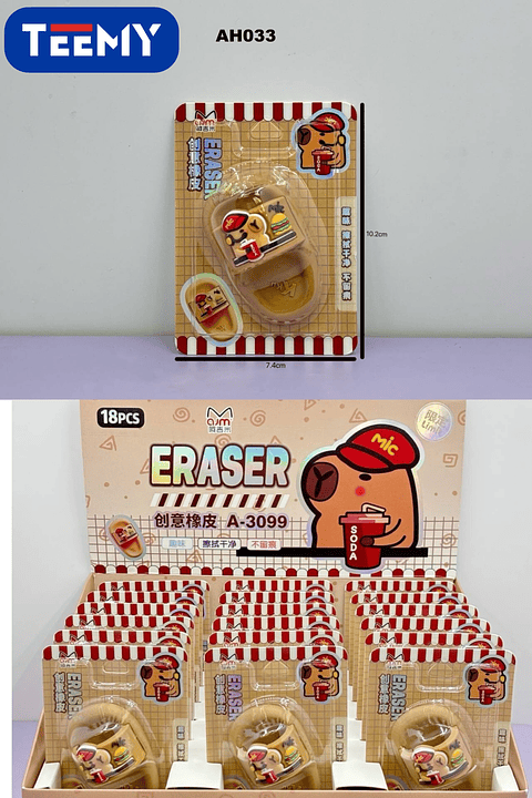 BORRADOR CAPYBARA PAQUETE 18 PIEZAS (AH033)