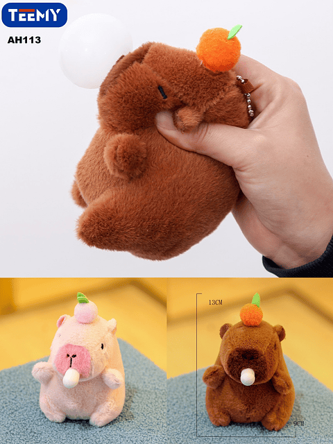 LLAVERO PELUCHE CAPYBARA 11 CM PAQUETE 12 PIEZAS (AH113)