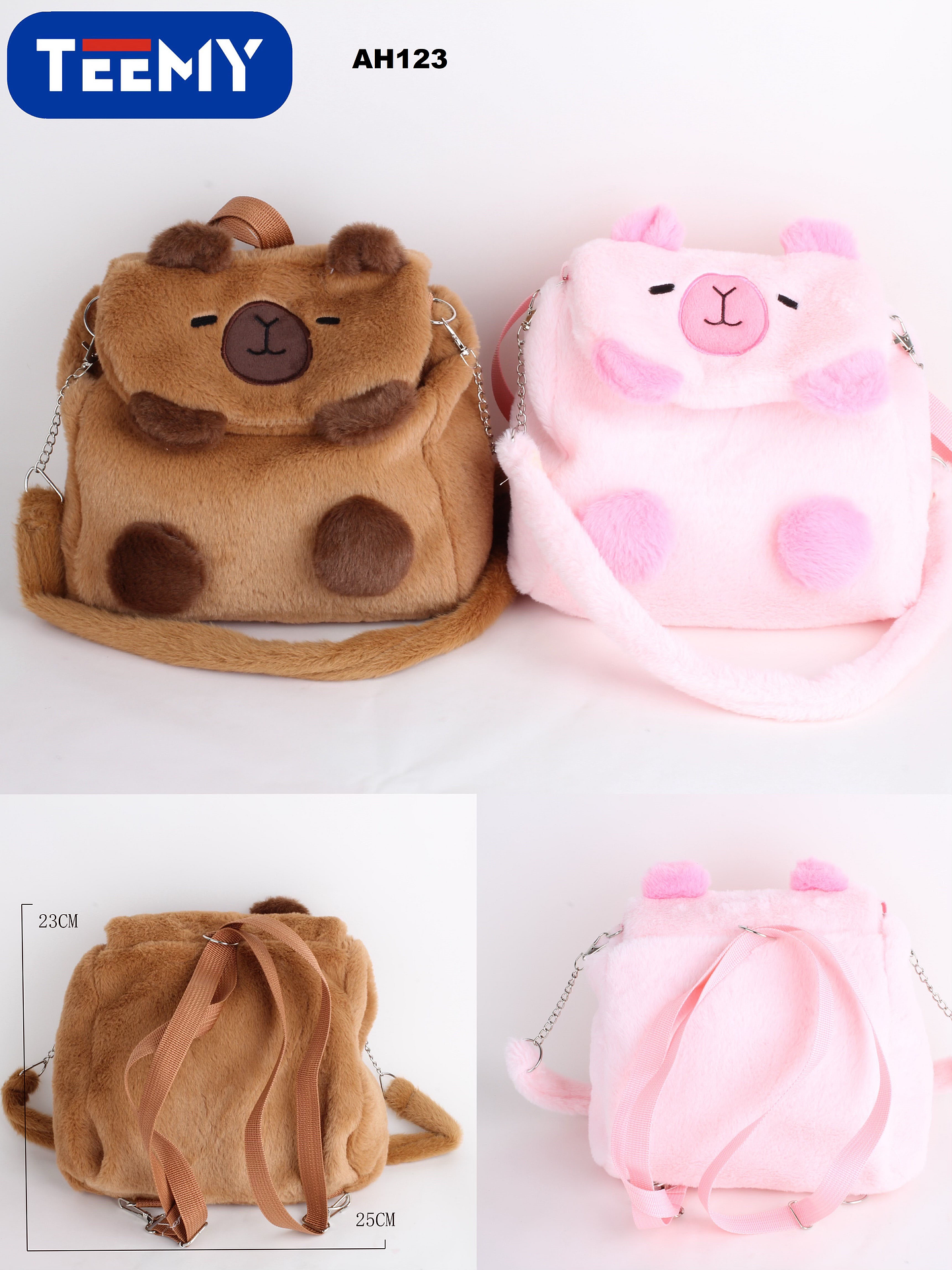MOCHILA CAPYBARA 25 X 23 CM,  PRECIO PUBLICADO ES AL POR MAYOR Y DEBEN SER 3 UNIDADES DEL MISMO  (AH123) 1
