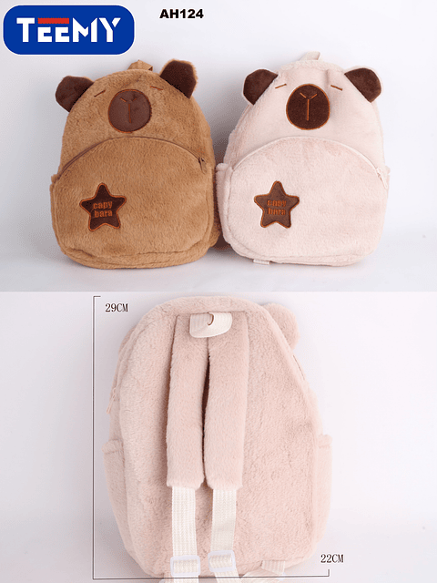 MOCHILA CAPYBARA 29X22 CM,  PRECIO PUBLICADO ES AL POR MAYOR Y DEBEN SER 3 UNIDADES DEL MISMO  (AH124)