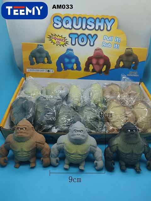 SQUISHY GORILA PAQUETE 12 PIEZAS  (AM033)