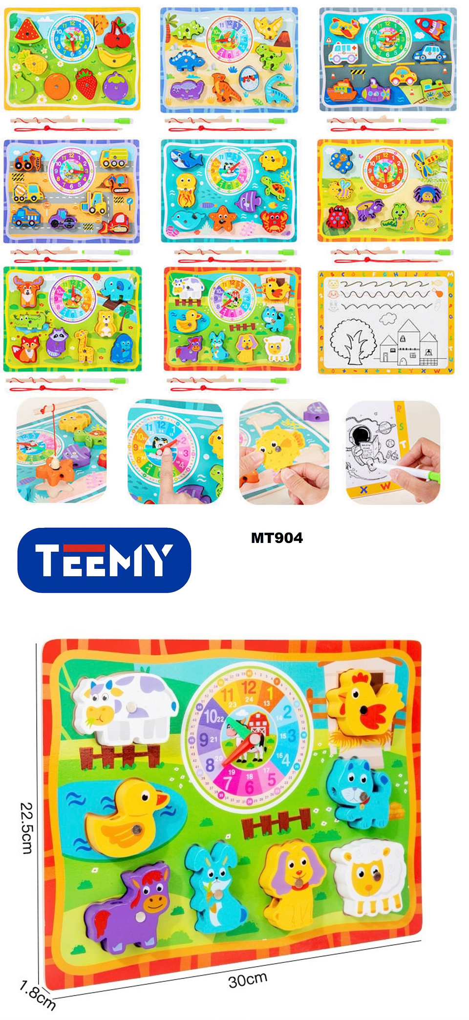 RELOJ DIDACTICO CON FIGURAS, PRECIO PUBLICADO ES AL POR MAYOR Y DEBEN SER 3 UNIDADES DEL MISMO  (MT904) 1