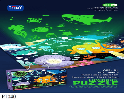 PUZZLE  INFANTIL 96 PIEZAS BRILLA EN LA OSCURIDAD, 3 DEL MISMO POR MAYOR  (PT040)