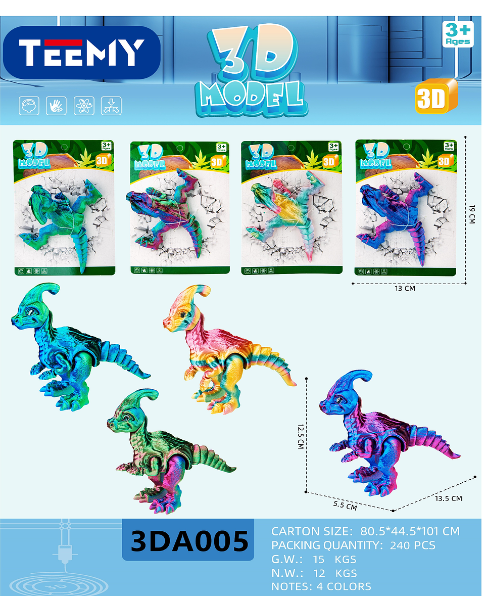 FIGURA 3D SENSORIALES DINOSAURIO, PRECIO PUBLICADO ES AL POR MAYOR Y DEBEN SER 3 UNIDADES DEL MISMO  (3DA005) 1