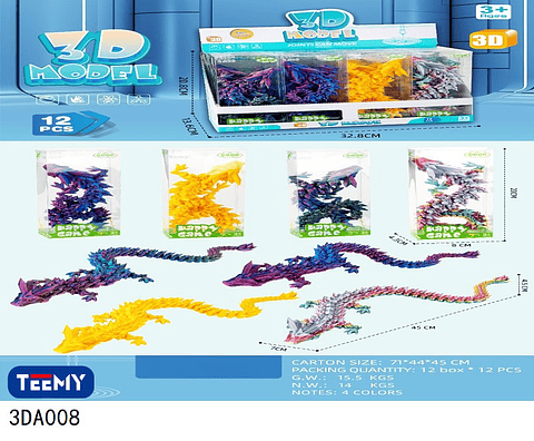 FIGURA 3D SENSORIALES DRAGON, 3 DEL MISMO POR MAYOR  (3DA008)