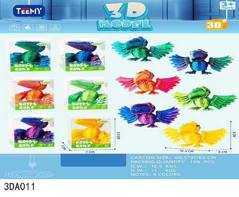 FIGURA 3D SENSORIALES TUCAN, 3 DEL MISMO POR MAYOR  (3DA011)