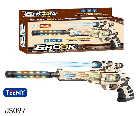 PISTOLA CON LUCES Y SONIDO , PRECIO PUBLICADO ES AL POR MAYOR Y DEBEN SER 3 UNIDADES DEL MISMO  (JS097)