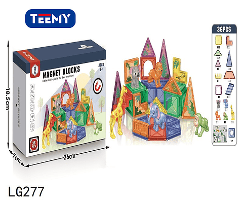 BLOQUES MAGNETICOS ANIMALES 36 PIEZAS  , PRECIO PUBLICADO ES AL POR MAYOR Y DEBEN SER 3 UNIDADES DEL MISMO  (LG277)