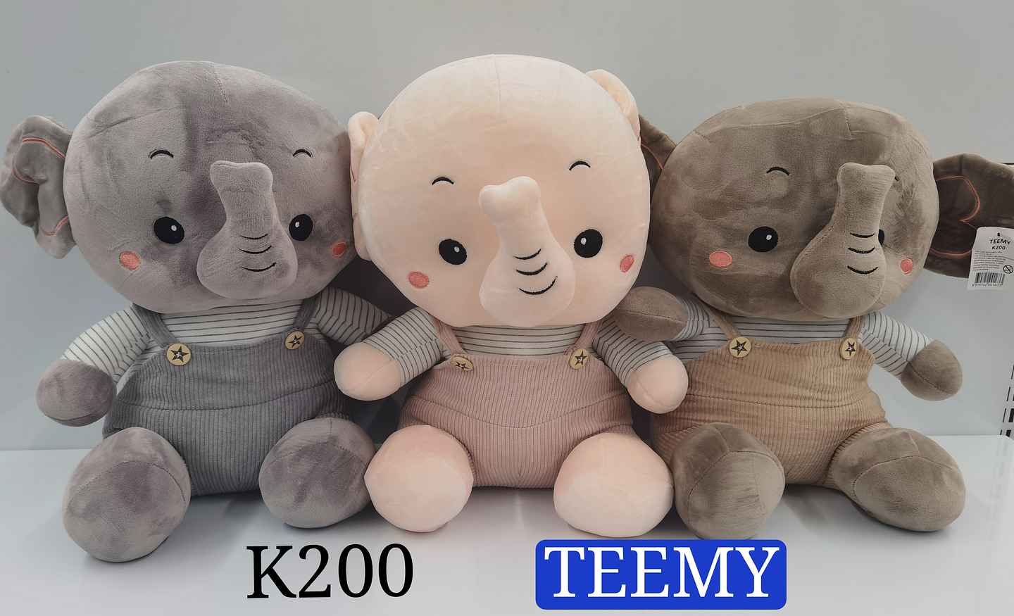 PELUCHE ELEFANTE 42 CM , PRECIO PUBLICADO ES AL POR MAYOR Y DEBEN SER 3 UNIDADES DEL MISMO  (K200) 1