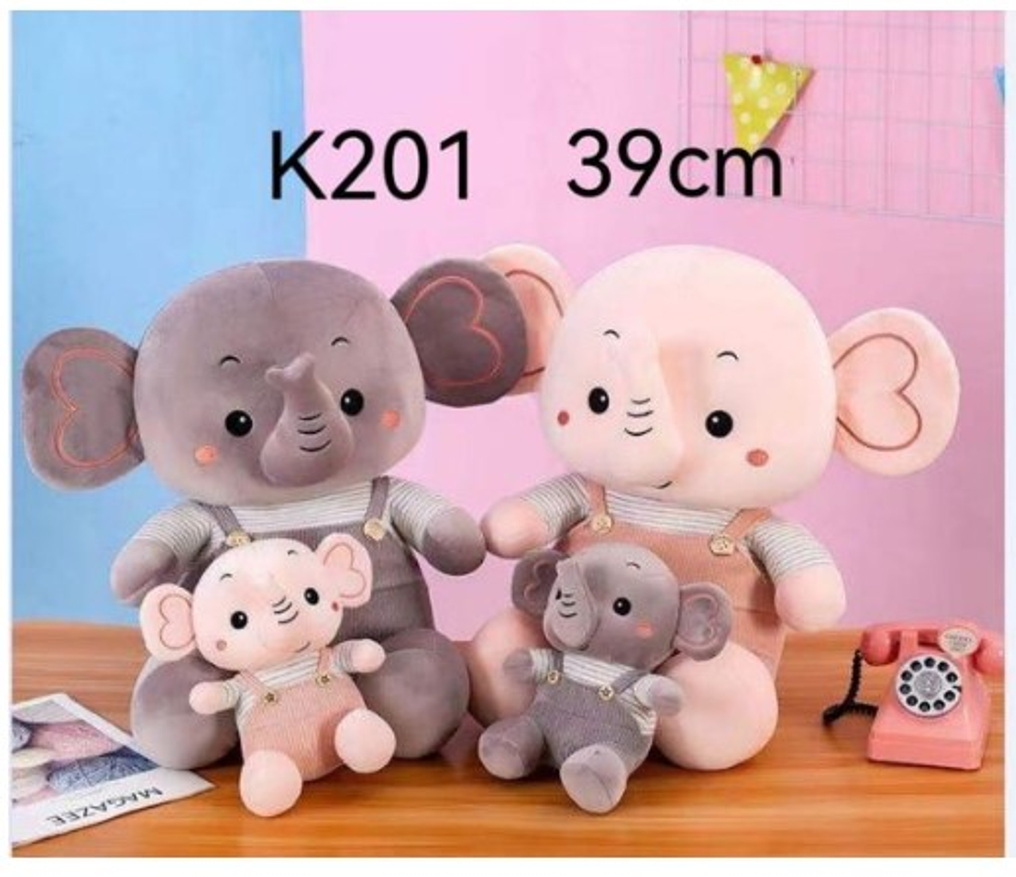 PELUCHE ELEFANTE 39 CM, 3 DEL MISMO POR MAYOR  (K201) 1