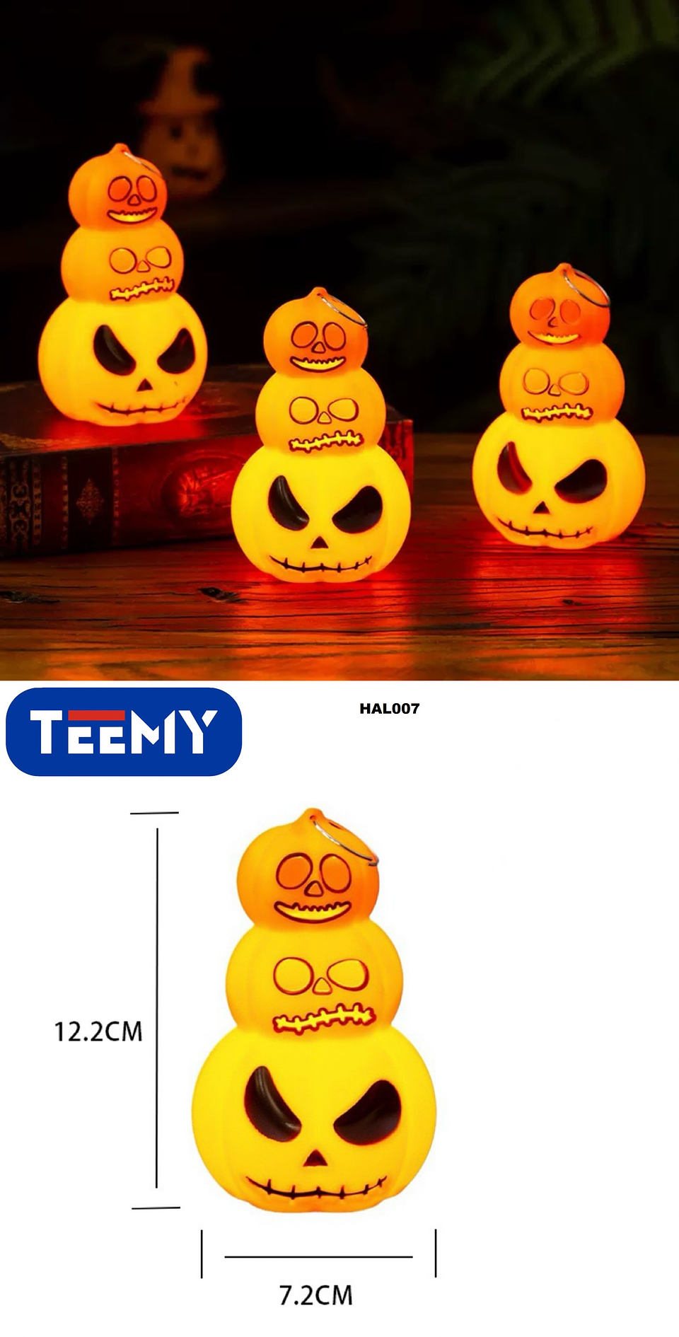 CALABAZA LUMINOSA PAQUETE 12 PIEZAS HALLOWEEN (HAL007) 1