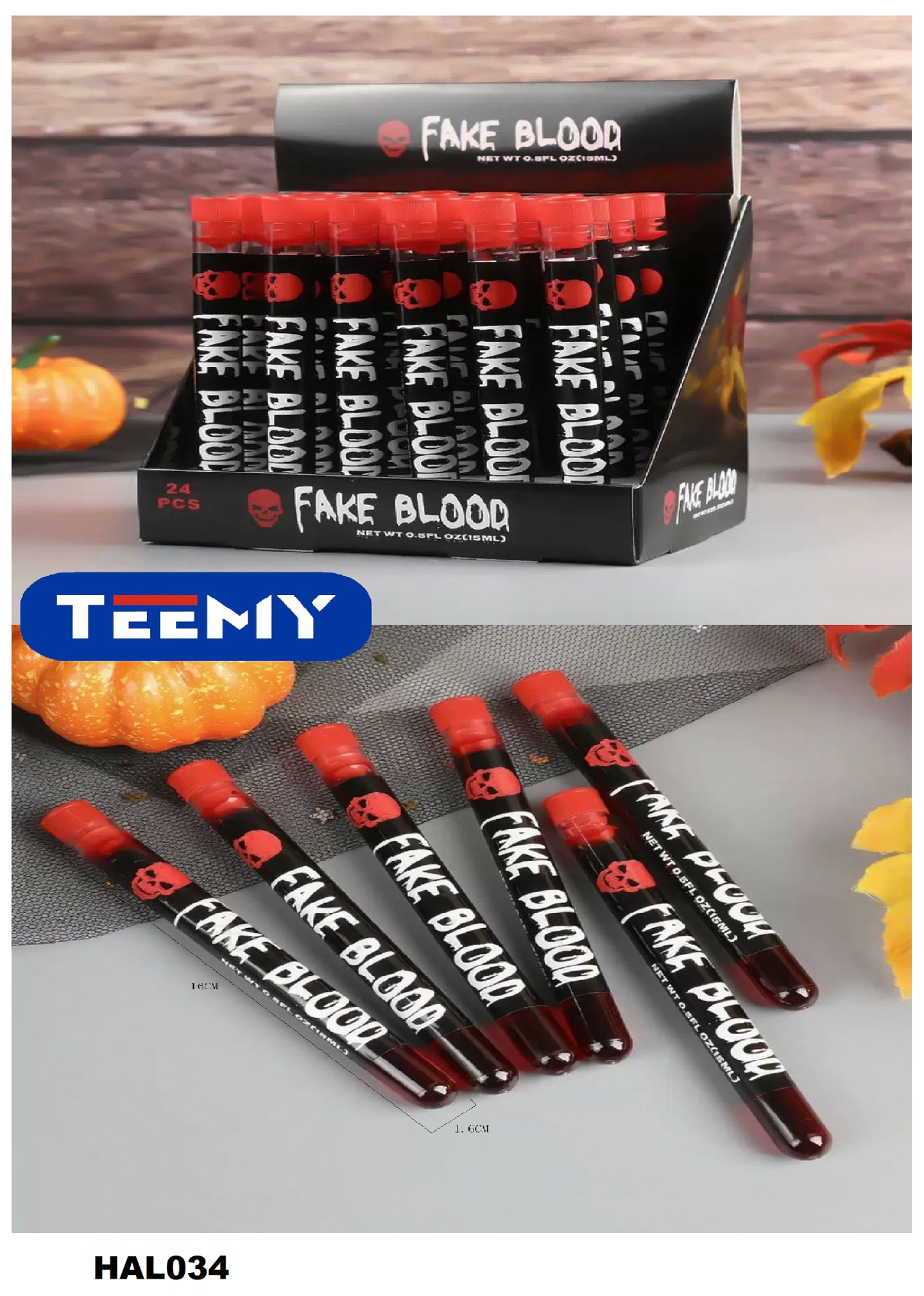 MAQUILLAJE HALLOWEEN SANGRE PAQUETE 24 PIEZAS (HAL034) 1