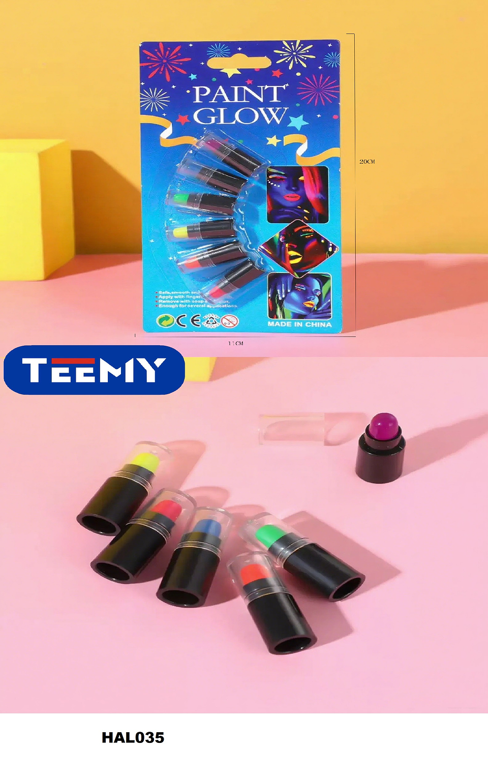 PINTURA DE LABIOS HALLOWEEN BRILLA EN LA OSCURIDAD,  PRECIO PUBLICADO ES AL POR MAYOR Y DEBEN SER 3 UNIDADES DEL MISMO  (HAL035) 1