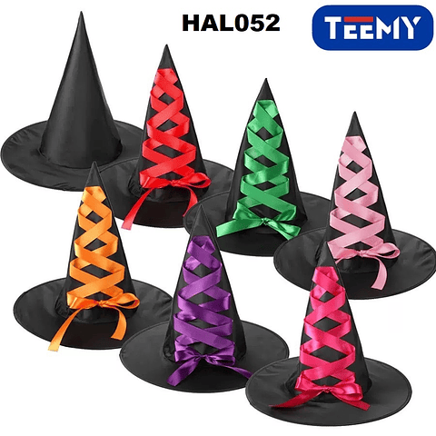 GORRO DE BRUJA HALLOWEEN PAQUETE 12 PIEZAS (HAL052)