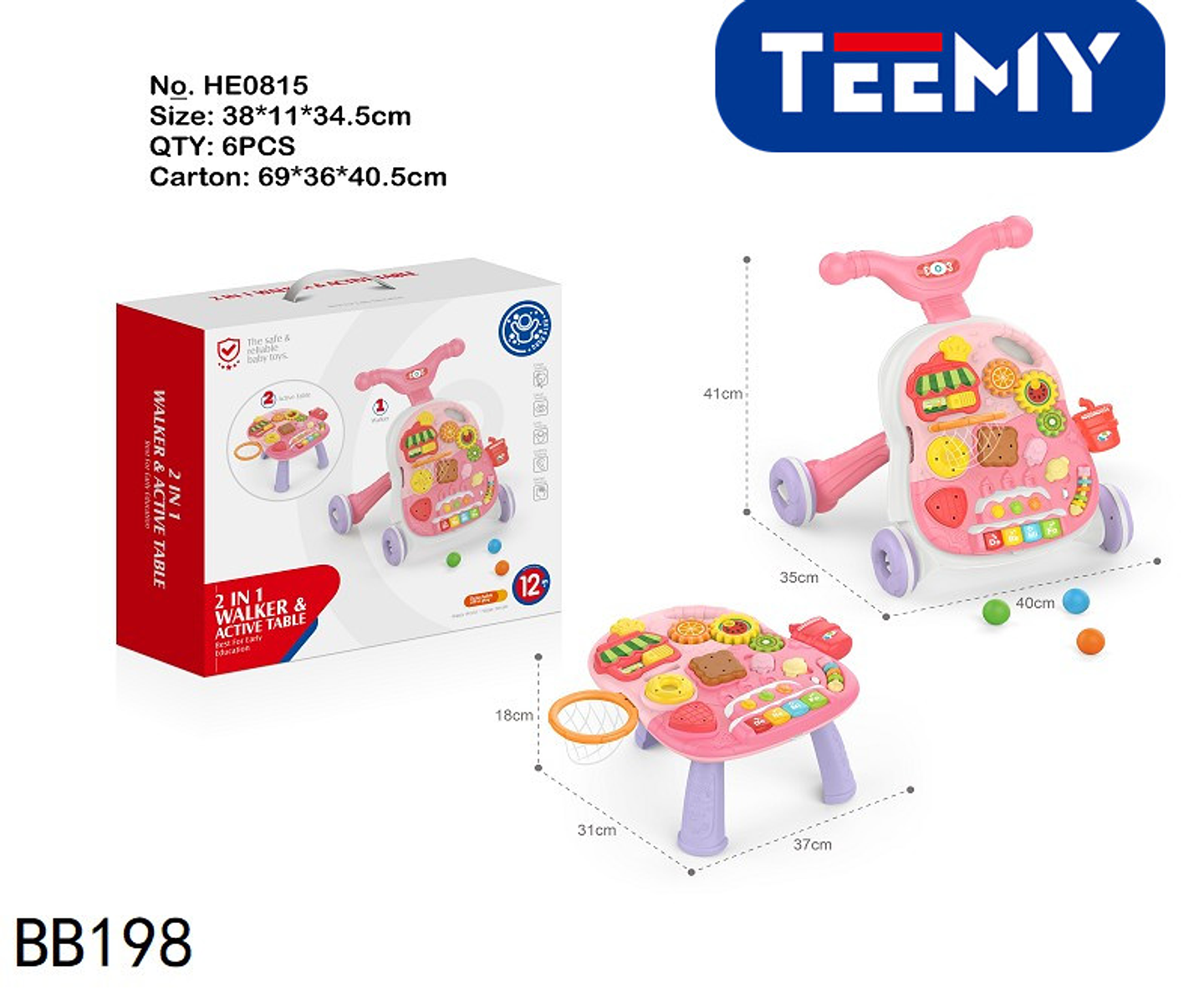 CAMINADORA PARA BEBE MUSICAL MULTIFUNCIONAL 2 EN 1, PRECIO PUBLICADO ES AL POR MAYOR Y DEBEN SER 3 UNIDADES DEL MISMO  (BB198) 1