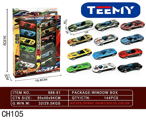 SET DE CARROS, PRECIO PUBLICADO ES AL POR MAYOR Y DEBEN SER 3 UNIDADES DEL MISMO  (CH105)