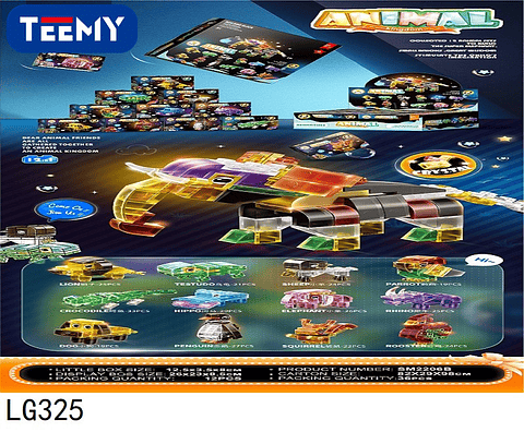 ANIMALES ARMABLES EN BLOQUES, PAQUETE 12 PIEZAS (LG325)