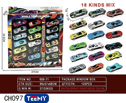 SET DE CARROS, PRECIO PUBLICADO ES AL POR MAYOR Y DEBEN SER 3 UNIDADES DEL MISMO  (CH097)