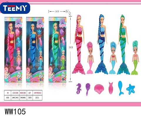 SIRENA JUGUETE CON ACCESORIOS , PRECIO PUBLICADO ES AL POR MAYOR Y DEBEN SER 3 UNIDADES DEL MISMO  (WW105)