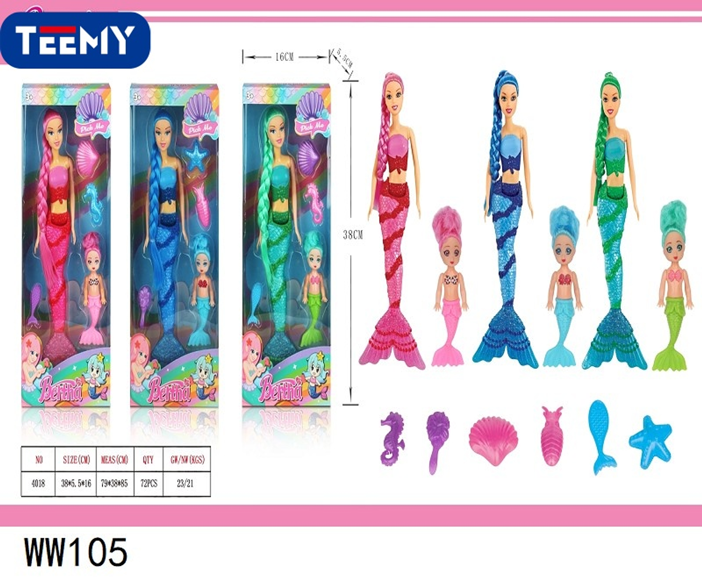 SIRENA JUGUETE CON ACCESORIOS , PRECIO PUBLICADO ES AL POR MAYOR Y DEBEN SER 3 UNIDADES DEL MISMO  (WW105) 1