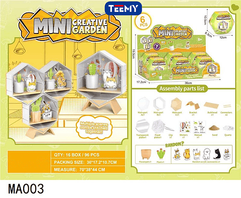 CAJA SORPRESA JARDIN CON ANIMALES PAQUETE 6 PIEZAS (MA003)