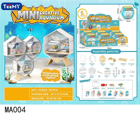 CAJA SORPRESA MINI ACUARIO PAQUETE 6 PIEZAS (MA004)