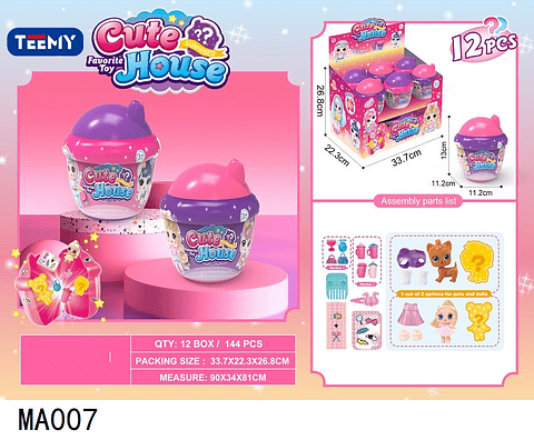 CAJA SORPRESA MASCOTAS PAQUETE 12 PIEZAS (MA007)