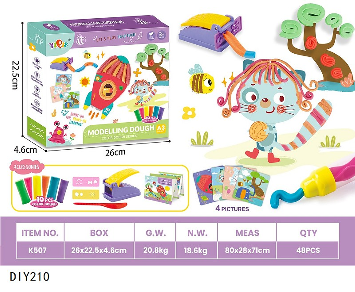 JUEGO PLASTICILINA , 3 DEL MISMO POR MAYOR  (DIY210) 1