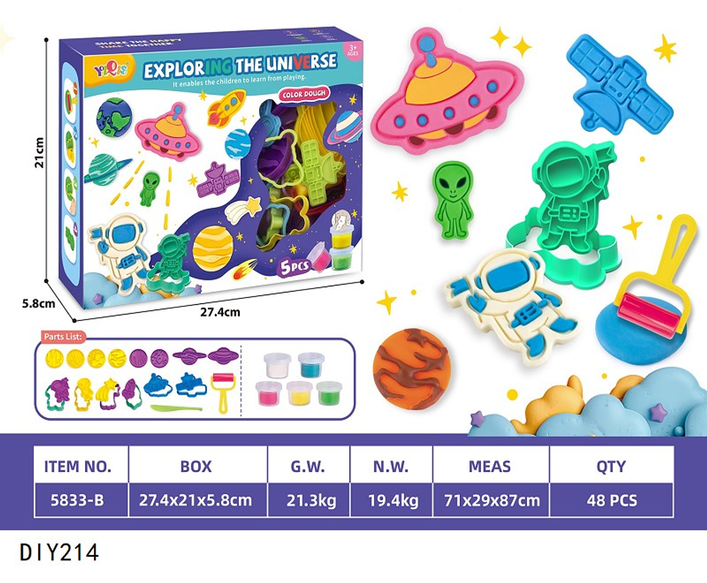 JUEGO PLASTICILINA, 3 DEL MISMO POR MAYOR  (DIY214) 1