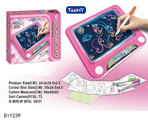 TABLA PARA DIBUJAR BRILLA EN LA OSCURIDAD, PRECIO PUBLICADO ES AL POR MAYOR Y DEBEN SER 3 UNIDADES DEL MISMO  (DIY239)