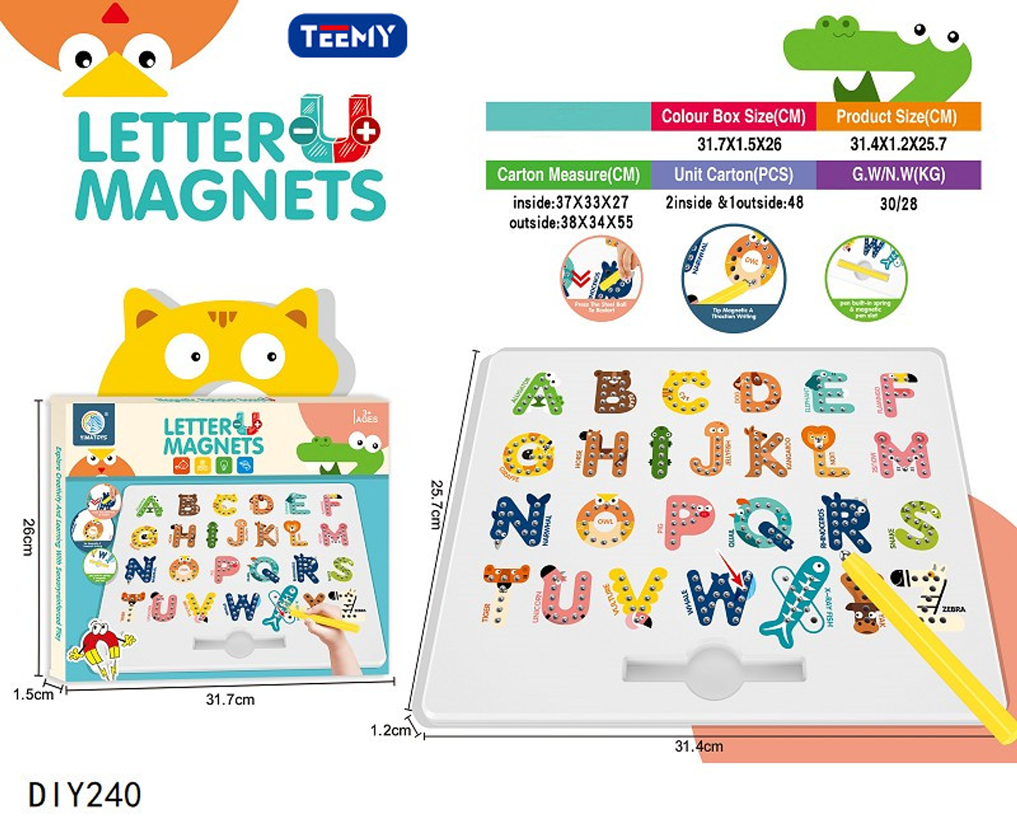 JUEGO MAGNETICO DE LETRAS , PRECIO PUBLICADO ES AL POR MAYOR Y DEBEN SER 3 UNIDADES DEL MISMO  (DIY240) 1