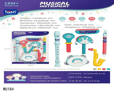 JUGUETE MUSICAL, PRECIO PUBLICADO ES AL POR MAYOR Y DEBEN SER 3 UNIDADES DEL MISMO  (MU184)