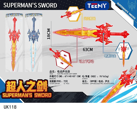 ESPADA LUMINOSA, PRECIO PUBLICADO ES AL POR MAYOR Y DEBEN SER 3 UNIDADES DEL MISMO  (UK118)