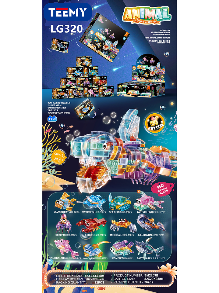 ANIMALES ARMABLES EN BLOQUES, PAQUETE 12 PIEZAS 1