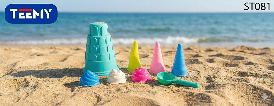 SET JUGUETES DE PLAYA , COLORES ROSA Y AZUL PAQUETE 9 PIEZAS (ST081) 1