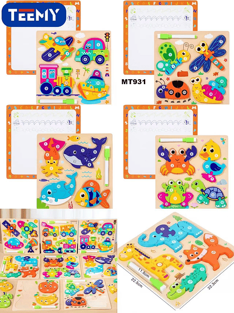 JUEGO DIDACTICO DE ANIMALES 2 EN 1, 3 DEL MISMO POR MAYOR  (MT931)