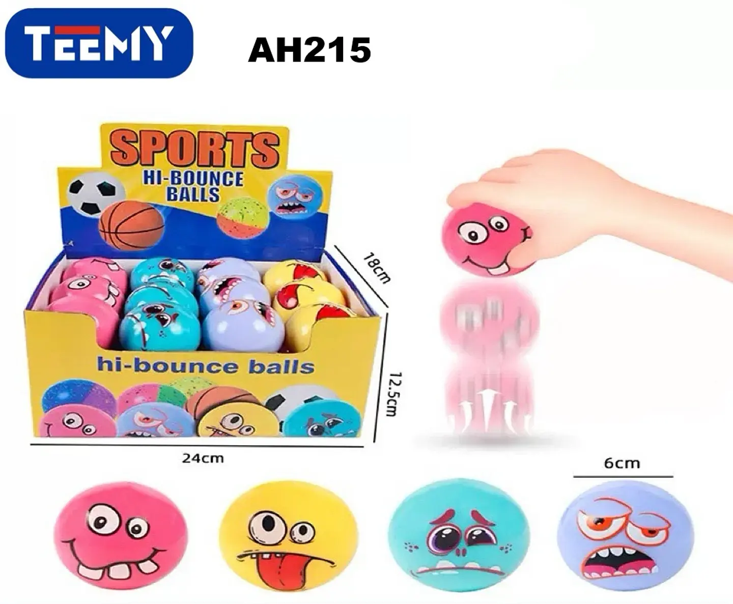 PELOTA SALTARINA PAQUETE 24 PIEZAS (AH215) 1