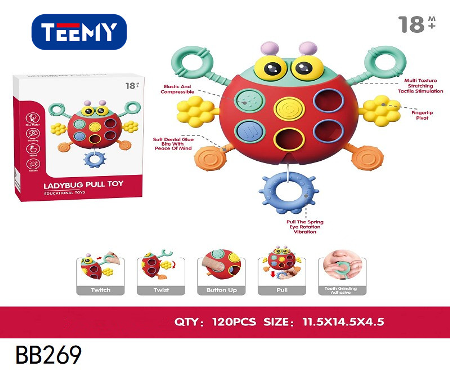 JUGUETE SENSORIAL BEBE,  PRECIO PUBLICADO ES AL POR MAYOR Y DEBEN SER 3 UNIDADES DEL MISMO  (BB269) 1