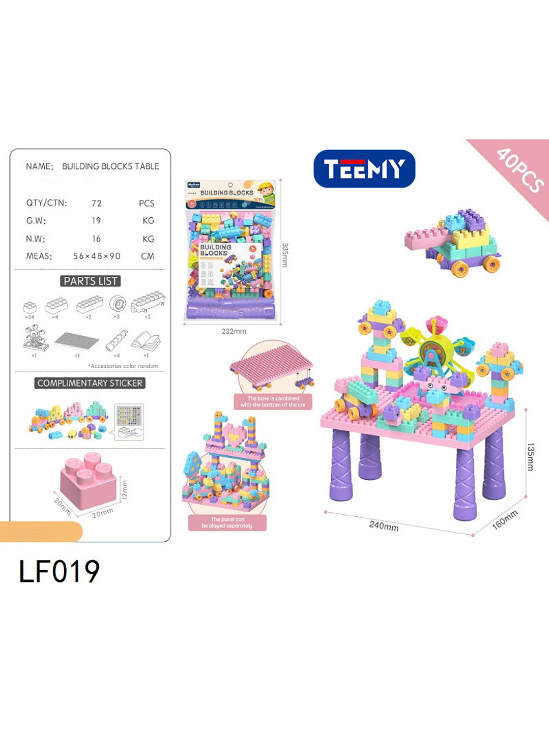 BLOQUES ARMABLES 40 PIEZAS CON MESA, PRECIO PUBLICADO ES AL POR MAYOR Y DEBEN SER 3 UNIDADES DEL MISMO  1