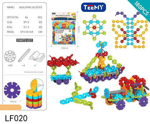 BLOQUES ARMABLES 180 PIEZAS  , PRECIO PUBLICADO ES AL POR MAYOR Y DEBEN SER 3 UNIDADES DEL MISMO  (LF020)