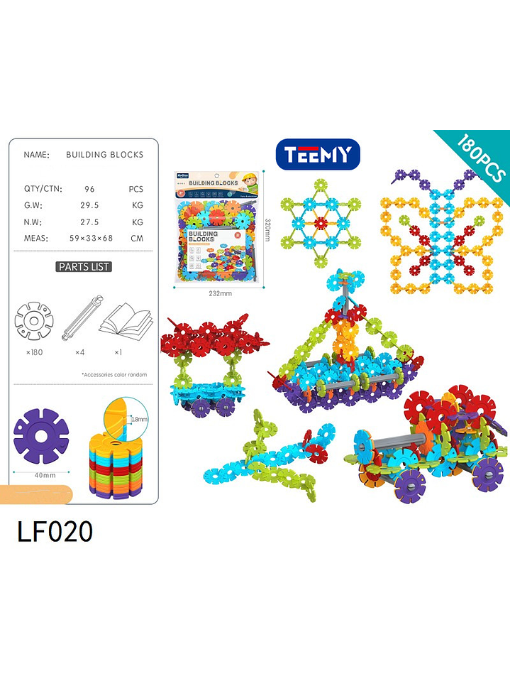 BLOQUES ARMABLES 180 PIEZAS  , PRECIO PUBLICADO ES AL POR MAYOR Y DEBEN SER 3 UNIDADES DEL MISMO  1