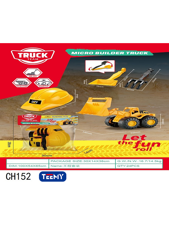 CARRO DE CONSTRUCCION CON ACCESORIOS, PRECIO PUBLICADO ES AL POR MAYOR Y DEBEN SER 3 UNIDADES DEL MISMO  1