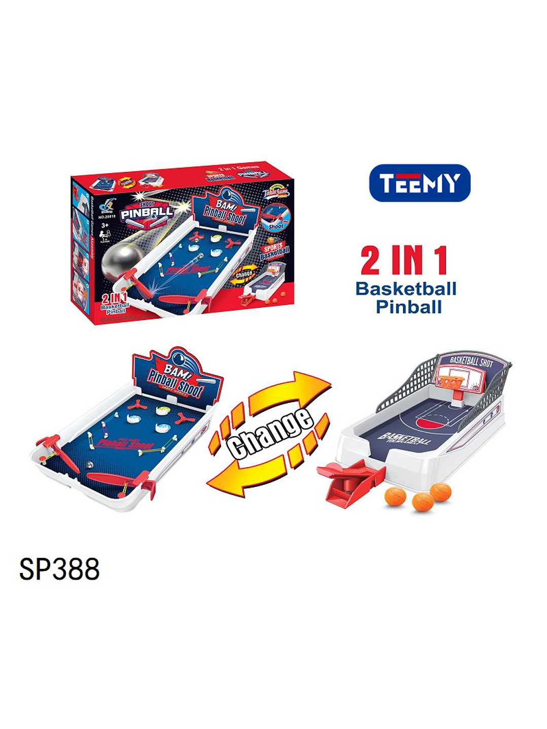 JUEGO DE MESA 2 EN 1 PINBALL Y BASQUET, PRECIO PUBLICADO ES AL POR MAYOR Y DEBEN SER 3 UNIDADES DEL MISMO  1