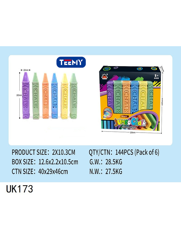 TIZAS COLORES, PRECIO PUBLICADO ES AL POR MAYOR Y DEBEN SER 3 UNIDADES DEL MISMO  1