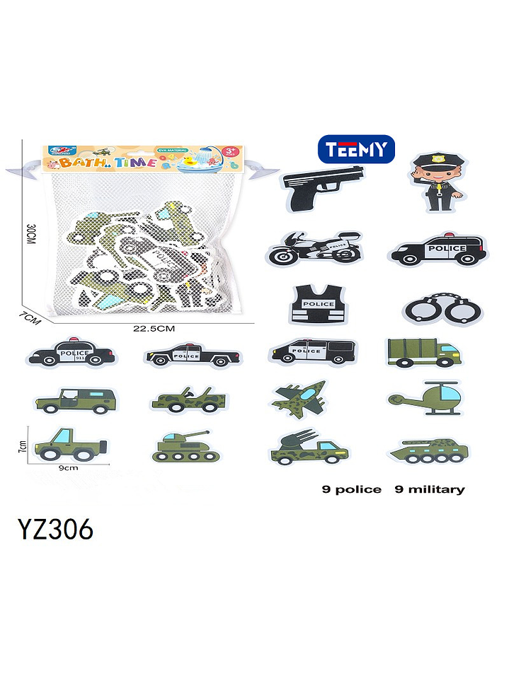 POLICIA Y CARROS GOMA EVA, PRECIO PUBLICADO ES AL POR MAYOR Y DEBEN SER 3 UNIDADES DEL MISMO  1