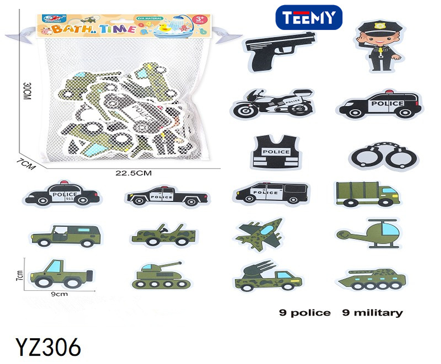 POLICIA Y CARROS GOMA EVA, PRECIO PUBLICADO ES AL POR MAYOR Y DEBEN SER 3 UNIDADES DEL MISMO  (YZ306) 1