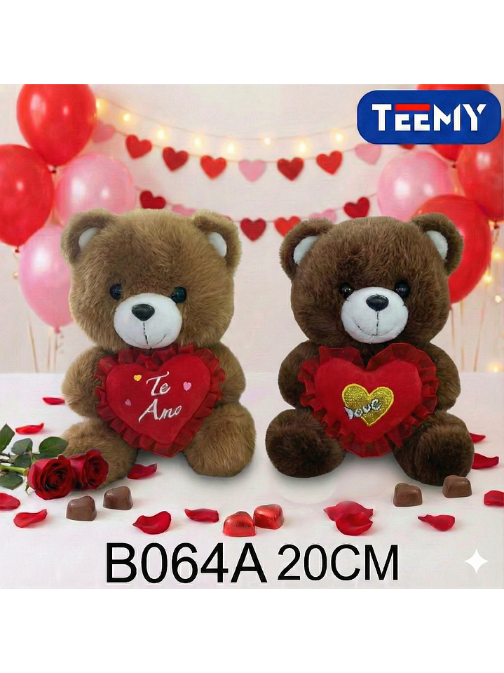 PELUCHE OSO AMOR  20 CM  , PRECIO PUBLICADO ES AL POR MAYOR Y DEBEN SER 3 UNIDADES DEL MISMO  1
